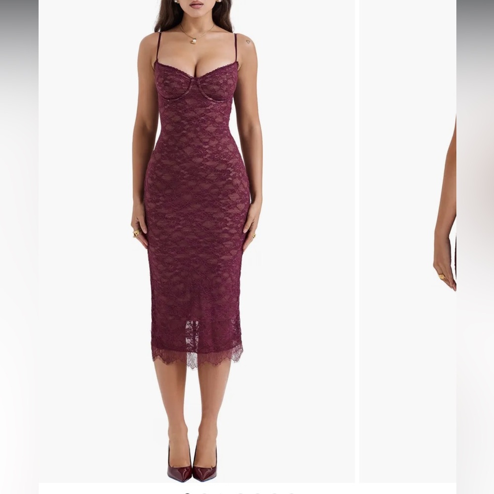 House of CB | Melina Underwire Lace Midi Cocktail Dress